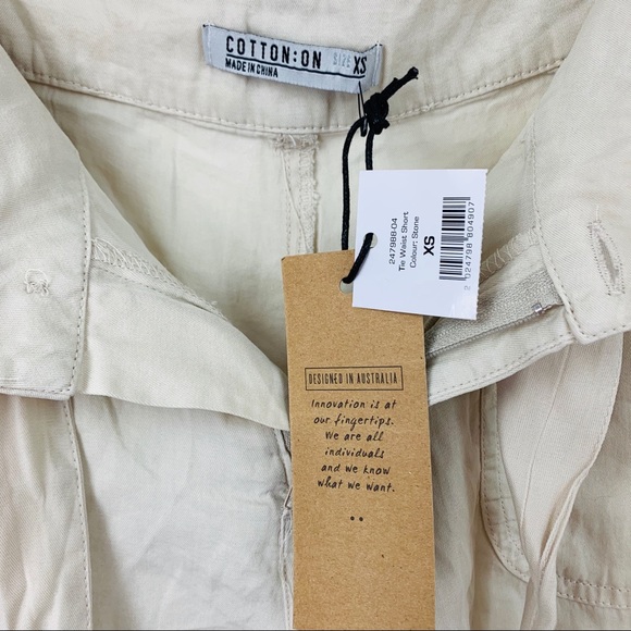 Cotton On / Tan Tie Waist Cuffed Shorts - Picture 5 of 7